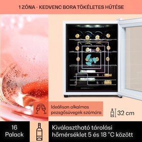 Klarstein Shiraz 16 Quartz, borhűtő, 42 liter, 160 W, 5 - 18 °C, érintőképernyős vezérlőpanel