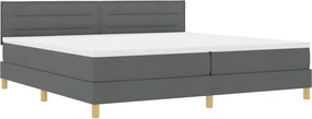 vidaXL LED Box Spring Ágy matracmal Sötétszürke 200 x 200 cm szövet