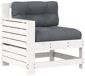 vidaXL fehér tömör fenyőfa kerti karfás kanapé párnával