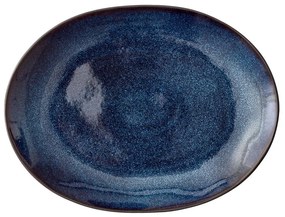 Fekete-kék agyagkerámia szervírozó tányér 22.5x30 cm Mensa – Bitz