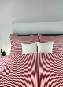 Piros csíkos pamut ágynemű DeLuxe Ágynemű mérete: 140x200 cm, A csomag tartalma: Készletcsomagolás