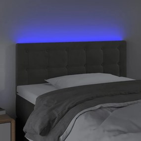 sötétszürke bársony LED-es fejtámla 90x5x78/88 cm