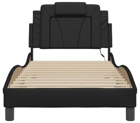 fekete ágykeret Viana LED-ekkel matrac nélkül 80 x 200 cm