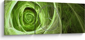 Kép - Absztrakt rózsa zöld (órával) (90x30 cm)