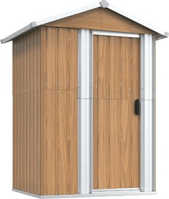 vidaXL barna horganyzott acél kerti fészer 126 x 97,5 x 177 cm