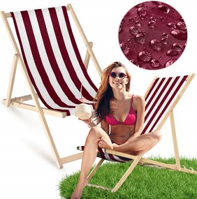 Kerti Napozóágy Bordó Csíkos Fa Összecsukható Kényelmes