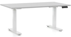 Állítható magasságú asztal OfficeTech D, 140 x 80 cm, fehér alap, világos szürke