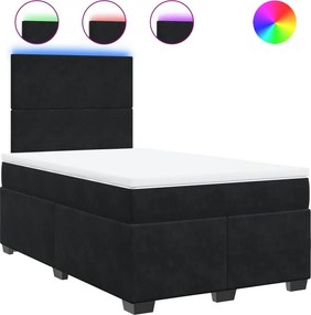 vidaXL fekete bársony rugós ágy matraccal 120x190 cm