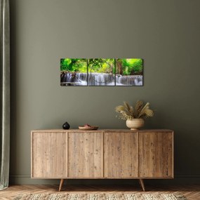 Kép egy vízesésről Kanchanaburiban, Thaiföldön (órával) (90x30 cm)