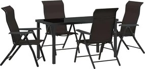 vidaXL Kert étkező szett 5 pcs Fekete Kávé Porszórt acél