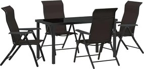 vidaXL Kert étkező szett 5 pcs Fekete Kávé Porszórt acél