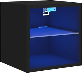 vidaXL fekete fali TV-szekrény LED-világítással 30 x 28,5 x 30 cm