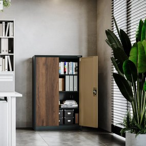 Szekrény KEVIN, 900 x 1400 x 400 mm, Eco Design: antracit/ dió