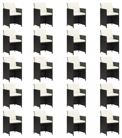 21 részes fekete polyrattan kerti étkezőgarnitúra párnákkal