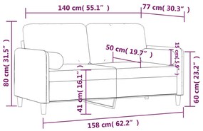 2 személyes sárga bársony kanapé díszpárnákkal 140 cm