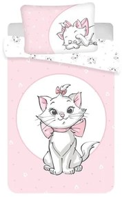 Gyermek pamut ágynemű kiságyba, Marie cat like pink baby, 100 x 135 cm, 40 x 60 cm