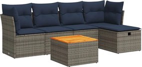 vidaXL 6 részes szürke polyrattan kerti ülőgarnitúra párnákkal