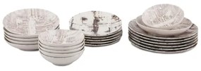 24 darabos barna-fehér porcelán étkészlet