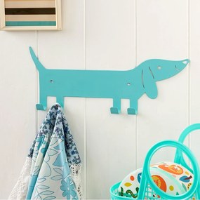 Türkiz fém fali gyerek fogas Sausage Dog – Rex London