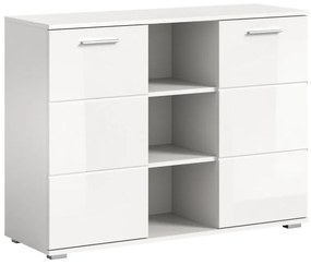 Prego 2 ajtós 3 polcos komód fehér