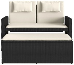 fekete polyrattan dönthető kerti pad párnával