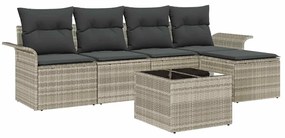 vidaXL Kültéri kanapé párnával 6 pcs Világosszürke polirattan