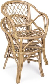 Natúr színű tömörfa-rattan kerti szék Athina – Bizzotto