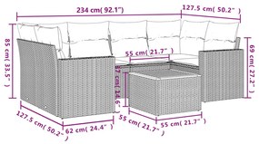 7 részes fekete polyrattan kerti ülőgarnitúra párnával