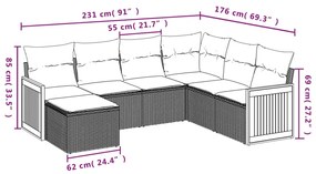 7 részes bézs polyrattan kerti ülőgarnitúra párnákkal