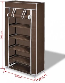 Szövet Cipősszekrény Fedeles 58 x 28 x 106 cm Barna