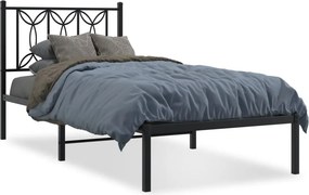 vidaXL fekete fém ágykeret fejtámlával 80 x 200 cm