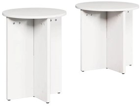 Dohányzóasztal 2 pcs Fehér 41.5 x 41.5 x 41 cm Tömör fenyőfa