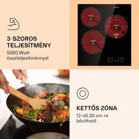 Klarstein Virtuosa 3 Slim, főzőlap, 5000 W, 3 zóna, Dualzone, időzítő, kerámia
