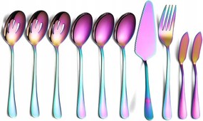 Szivárvány irizáló tálaló evőeszköz 10 db-os Kyraton, party, grill