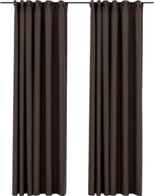 vidaXL 2 db tópszínű vászonhatású sötétítőfüggöny kampókkal 140x245 cm