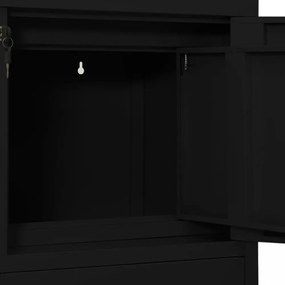 fekete acél irodai szekrény 90 x 40 x 102 cm