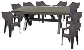 XXL 8 személyes stabil kerti bútorszett Tavira székekkel - Antracit - Barna N