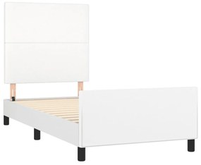 fehér műbőr ágykeret fejtámlával 100x200 cm