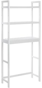 WC-polc, 3 szintes bambusz fürdőszobai polc,, 63 x 163 x 26 cm, fehér