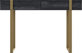 Verica modern konzolasztal / fésülködőasztal 120 cm fém lábakkal - fekete beton / arany lábak