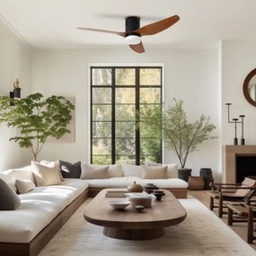 ZEVENTI - LED-es mennyezeti ventilátor PADUA LED/18W/230V Wi-Fi Tuya fekete/barna + távirányító