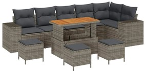 vidaXL Kerti Kanapé Szett 10 pcs Szürke polirattan