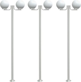 vidaXL 3 db ezüstszínű rozsdamentes acél kültéri állólámpa 215 cm