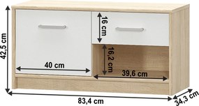 komód 1D1S, fehér/tölgy sonoma, TEYO