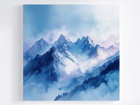 Vászonkép Canvas Tájkép Kilátás Tájkép Hegyek Tél Hó Alpok 80x80