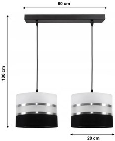 Csillár zsinóron CORAL 2xE27/60W/230V fekete-fehér