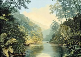 Fotótapéta Dzsungel Természet Zöld Hálószoba Nappali Tapéta Flizelina 350x250