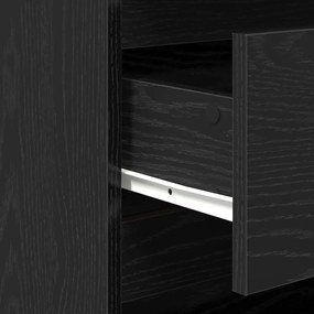 fekete tölgyszínű szerelt fa tálalószekrény 70x41x75 cm