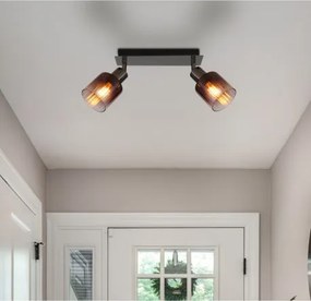 Globo 54313-2 Spotlámpa fém fekete-króm, réz színű/átlátszó színátmenetes üveg búra, HxSzxM: 250x80x180mm, 2x E14 40W 230V izzók nélkül