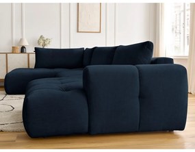 Sötétkék kinyitható-tárolóhelyes sarokkanapé (bal oldali-U alakú) Fuji – Bobochic Paris